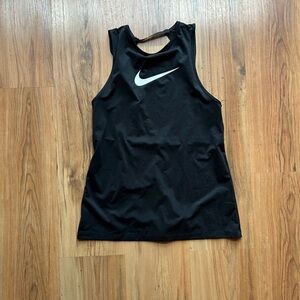 Nike Women's Black Tank Top with White Logo